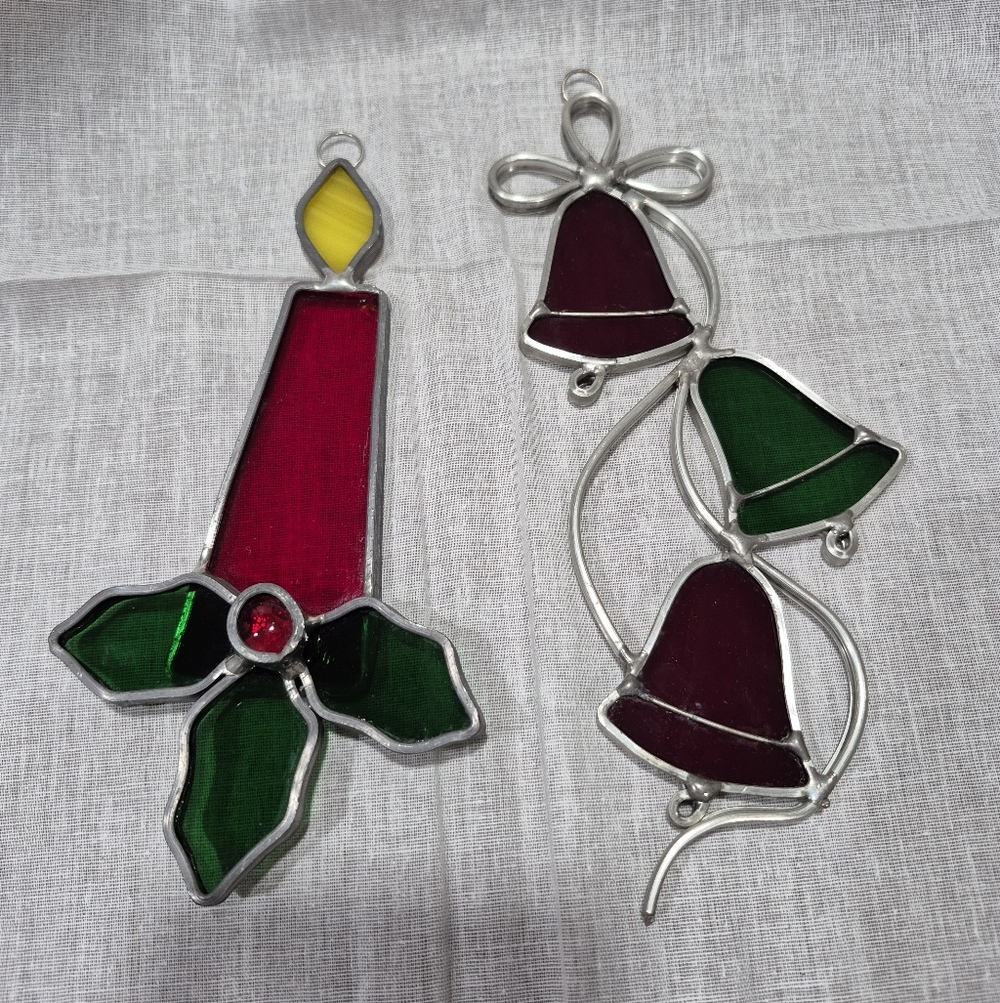 Set Of 2 Vintage Christmas Suncatchers